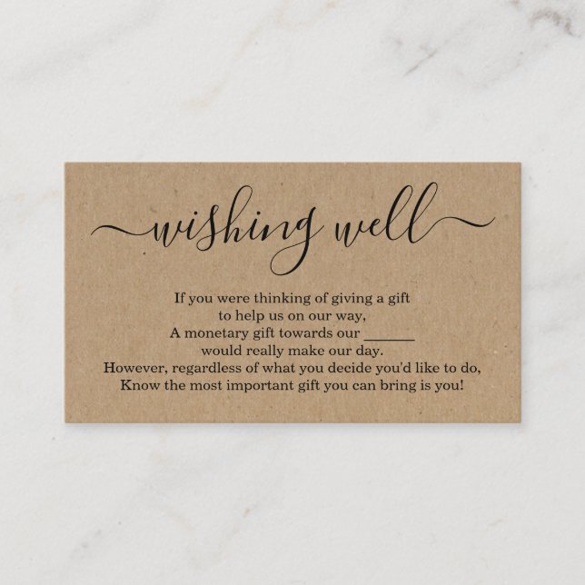 Wishing Well for Wedding Invitation - Text on Back (Front)