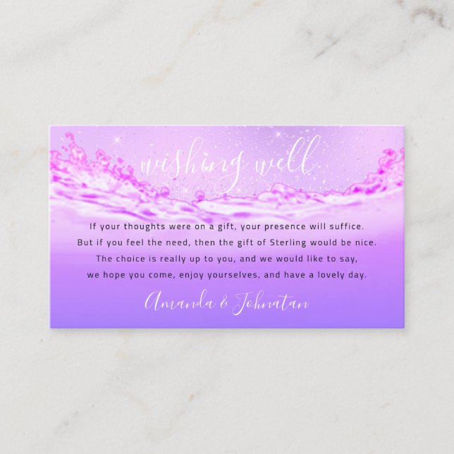 Wishing Well For Wedding Sterling Gift Money Purpl Business Card (Front)