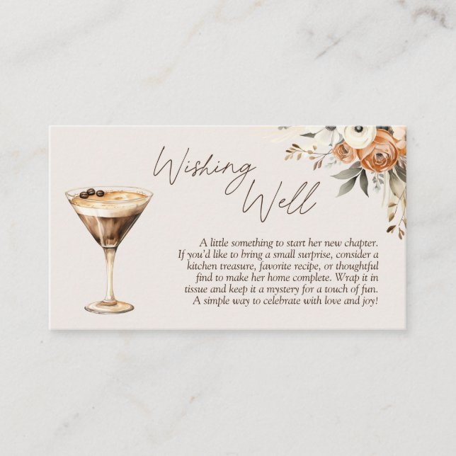 Wishing Well Love is Brewing Martini Bridal Shower Enclosure Card (Front)