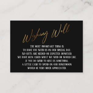 Wishing Well Modern Gold Handwriting Wedding Enclosure Card
