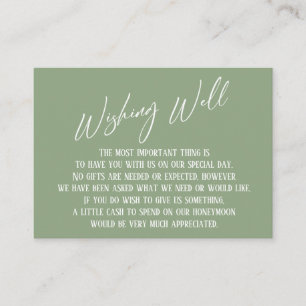 Wishing Well Modern Handwriting Sage Green Enclosure Card