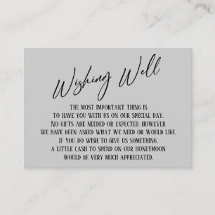 Wishing Well Modern Handwriting Simple Light Grey Enclosure Card