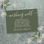 Wishing Well Signature Script Olive Green Wedding Enclosure Card<br><div class="desc">This elegant olive green wedding wishing well enclosure card can be personalized with your special message and names! Designed by Thisisnotme©</div>