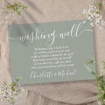 Wishing Well Signature Script Sage Green Wedding Enclosure Card<br><div class="desc">This elegant sage green wedding wishing well enclosure card can be personalized with your special message and names! Designed by Thisisnotme©</div>