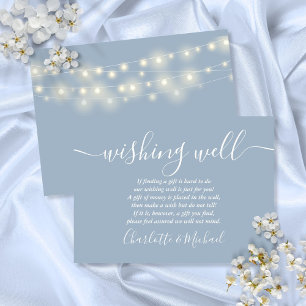 Wishing Well String Lights Dusty Blue Wedding Enclosure Card