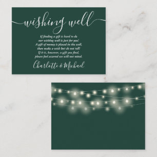 Wishing Well String Lights Emerald Green Wedding Enclosure Card