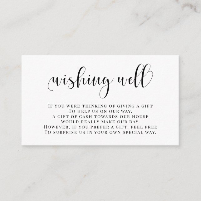 Wishing Well Wedding Invite Insert Enclosure Card (Front)