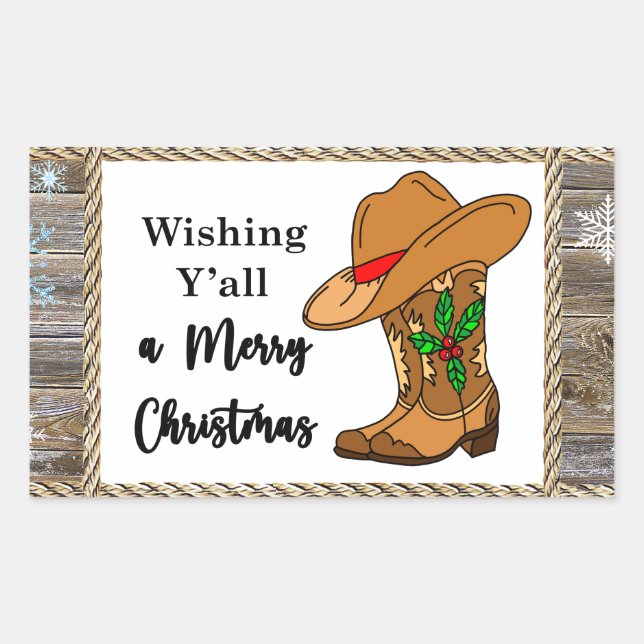Wishing Y'all a Merry Christmas Rectangular Sticker (Front)