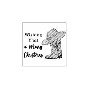 Wishing Y'all a Merry Christmas Rubber Stamp