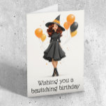 Wishing you a Bewitching Birthday Halloween Witch Card<br><div class="desc">This design may be personalized by choosing the Edit Design option. You may also transfer onto other items. Contact me at colorflowcreations@gmail.com or use the chat option at the top of the page if you wish to have this design on another product or need assistance. See more of my designs...</div>