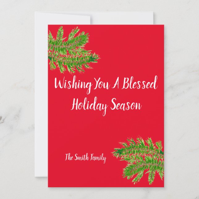 Wishing You a Blessed Holiday Season. Personalized Card (Front)
