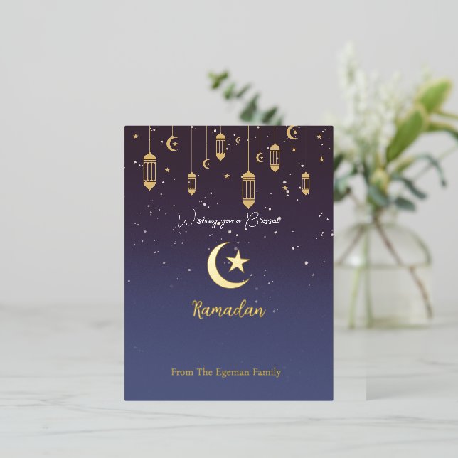 Wishing you a blessed Ramadan Gold Foil Invitation Postcard (Standing Front)