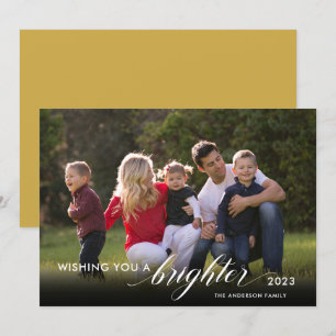 Wishing You a Brighter 2023 Photo Gold New Years Holiday Card