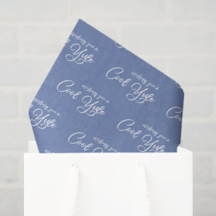 Wishing You A Cool Yule Blue White Holiday Pattern Tissue Paper