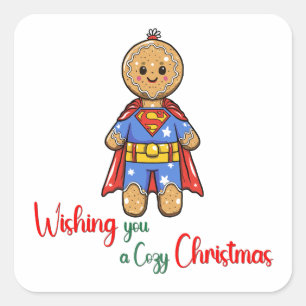 Wishing you a cozy Christmas Cute Cookies Square Sticker