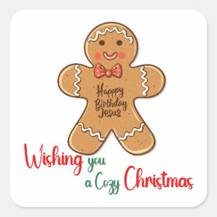 Wishing you a cozy Christmas Holy Cookies Square Sticker