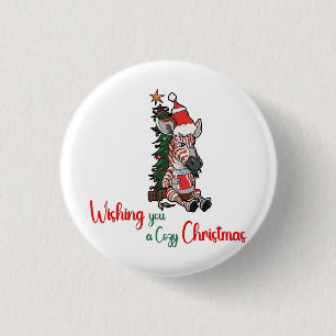 Wishing you a cozy Christmas Horse 1 Inch Round Button