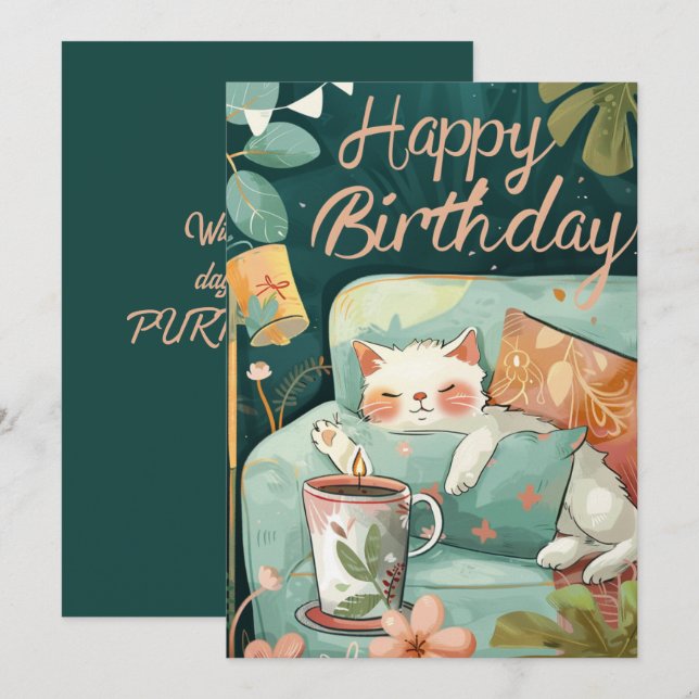 Wishing You a Day Filled With PURRTH-day Love (Front/Back)
