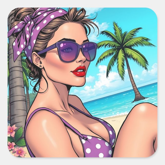 Wishing You a Great Summer | Saying Hi Square Sticker (Front)