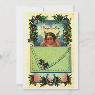 Wishing You a Happy New Year Vintage Holiday Card