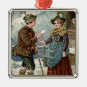 Wishing You a Happy New YearMountain Scene Metal Ornament