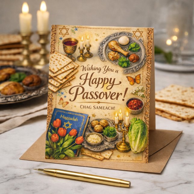 Wishing You a Happy Passover Elegant Vintage Gold  Postcard (Creator Uploaded)