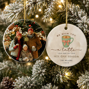 Wishing You a Latte Love & Joy Holiday Photo Ceramic Ornament