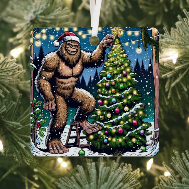 Wishing you a Legendary Christmas Funny Bigfoot Metal Ornament (Insitu)