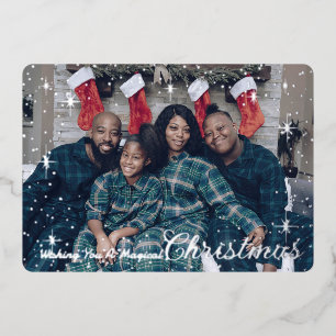 Wishing You A Magical Christmas Sparkle Photo Foil Holiday Card