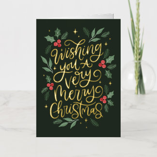 Wishing You A Merry Chirstmas Hand-lettered Foil Greeting Card