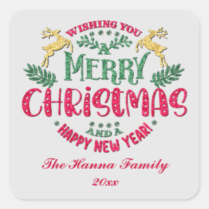 Wishing You a Merry Christmas & a Happy New Year Square Sticker