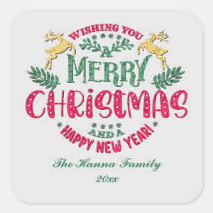 Wishing You a Merry Christmas & a Happy New Year Square Sticker