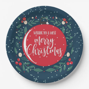 wishing you a most merry christmas paper plate