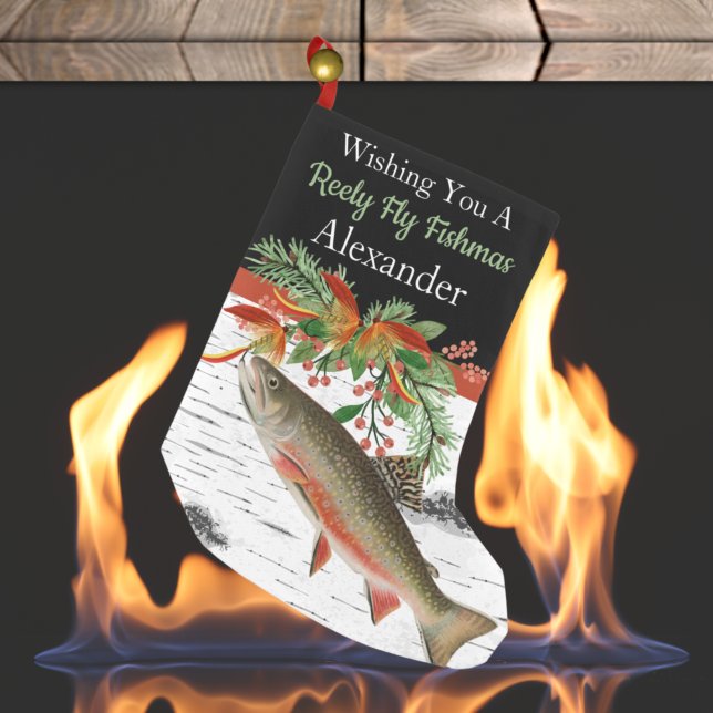 Wishing You a Reely Fly Fishmas, Trout Small Chris Christmas Stocking (Creator Uploaded)