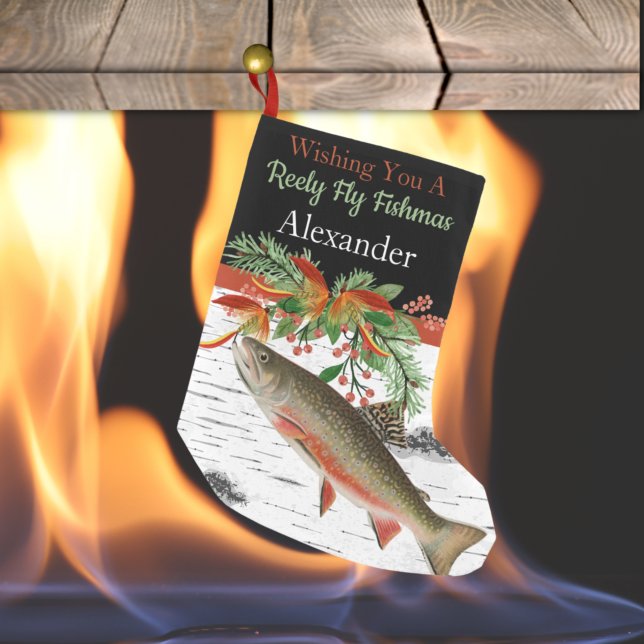 Wishing You a Reely Fly Fishmas, Trout Small Chris Small Christmas Stocking (Creator Uploaded)