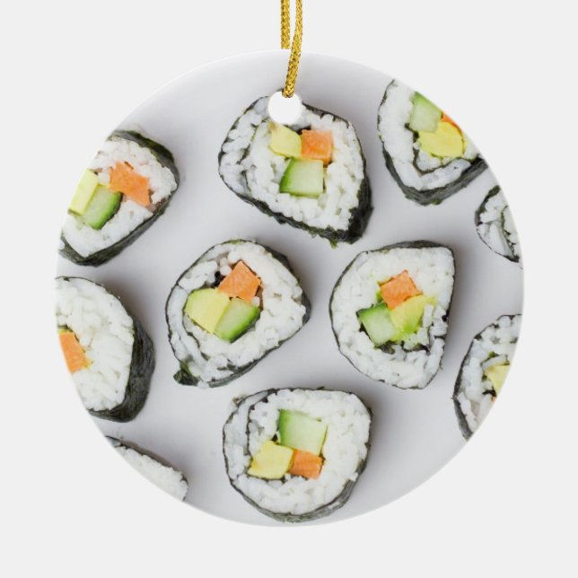 Wishing you a Rice Christmas Funny Sushi Humour Ceramic Ornament (Front)