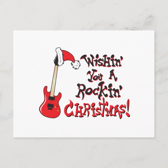 Wishing You a Rocking Christmas Guitar Invitation (Front)