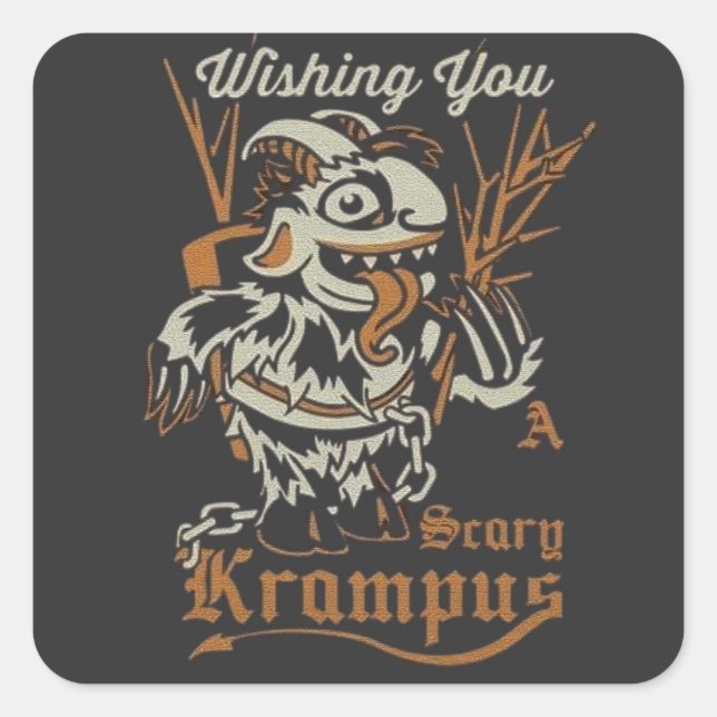 Wishing You a Scary Krampus Square Sticker (Front)