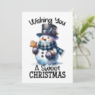 Wishing you a sweet Christmas Snowman Holiday Card