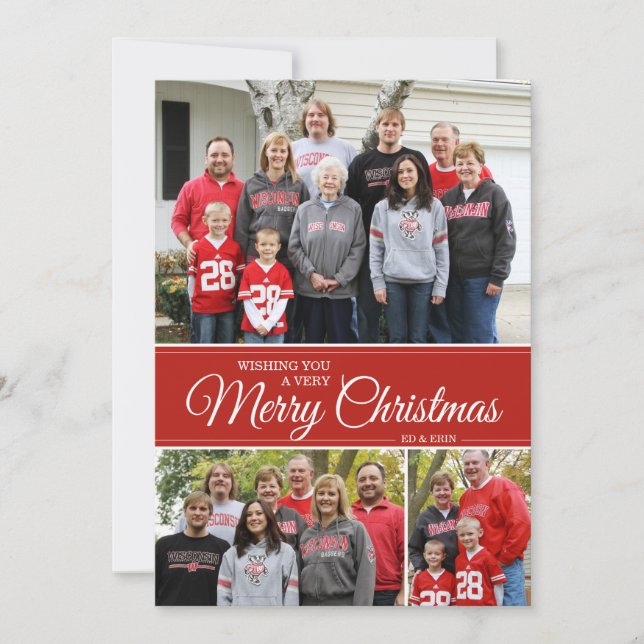Wishing you a very Merry Christmas | 5x7 | red Holiday Card (Front)
