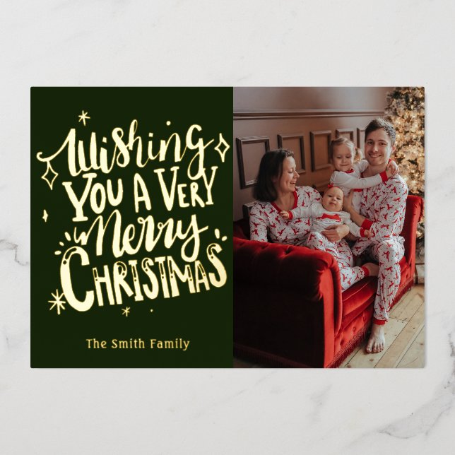 Wishing you a Very Merry Christmas Foil Holiday Card (Front)