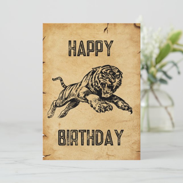 Wishing You a Wild One Tiger Happy Birthday Card (Standing Front)