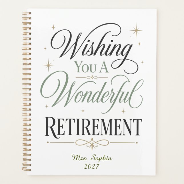 Wishing You A Wonderful Retirement Personalized  Planner (Front)