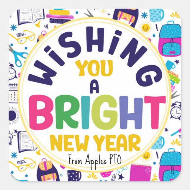 wishing you bright new year square sticker (Front)