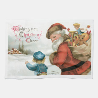 Wishing You Christmas Cheer by Ellen Clapsaddle Kitchen Towel