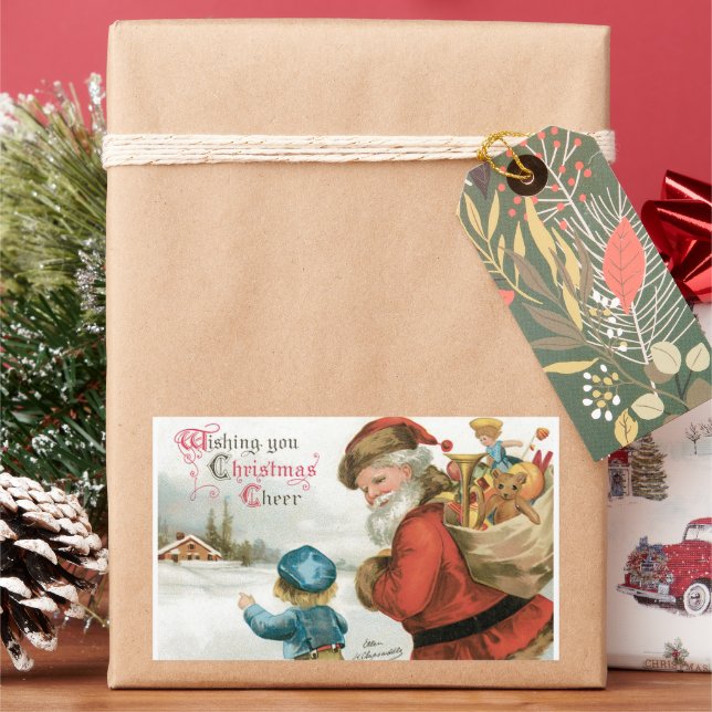 Wishing You Christmas Cheer by Ellen Clapsaddle Sticker (Holiday)