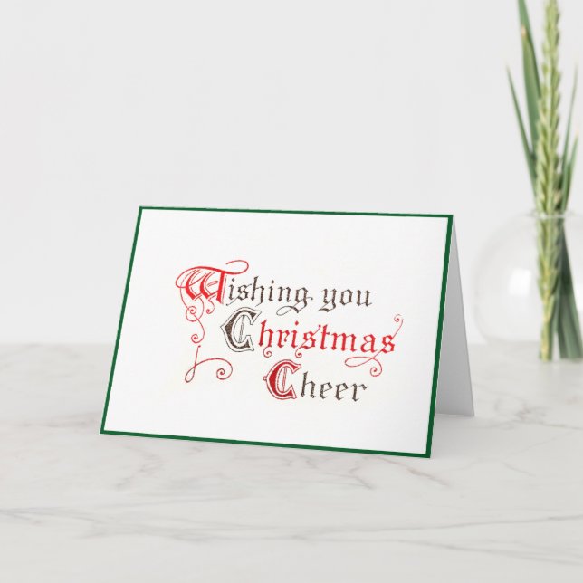 Wishing You Christmas Cheer Vintage Illuminated Holiday Card (Front)
