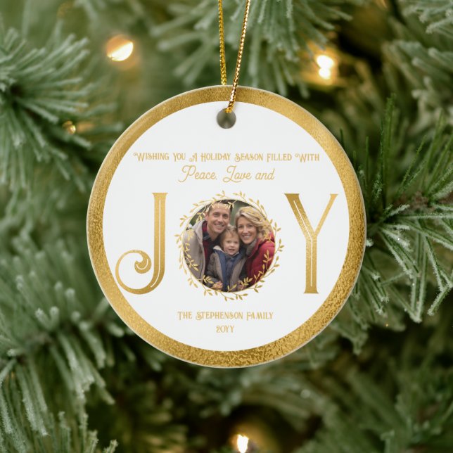 Wishing You Holiday Season Peace Love and Joy Ceramic Ornament (Tree)