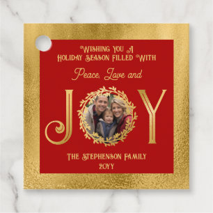 Wishing You Holiday Season Peace Love and Joy Gift Favour Tags