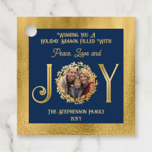 Wishing You Holiday Season Peace Love and Joy Gift Favour Tags